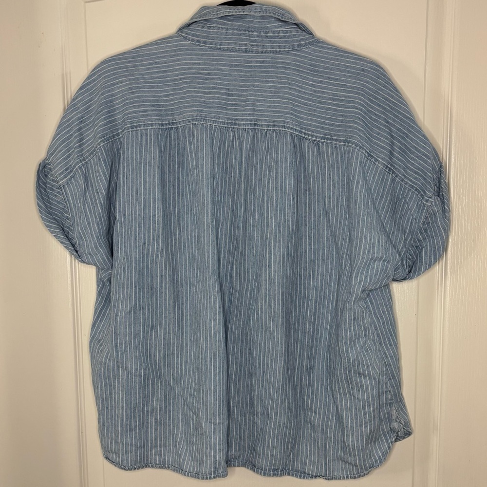 Faherty Light Blue Pinstripe Button-Up Shirt - Picture 3 of 6